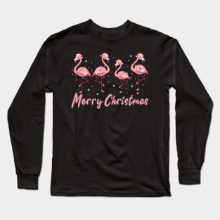 Merry Christmas Flamingo Funny Christmas Long Sleeve T-Shirt